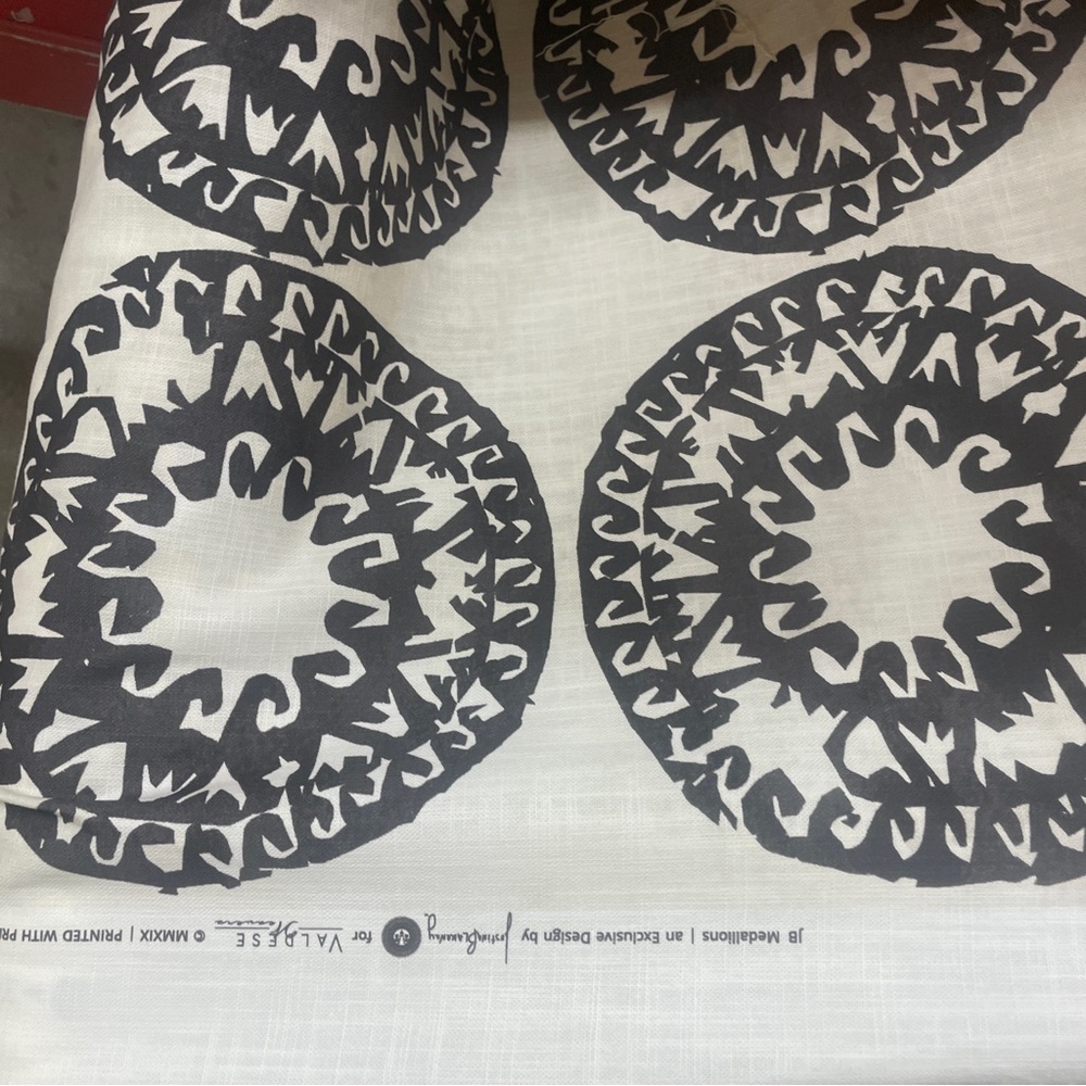 Justina Blakeney Fabric Vintage, Valdese  J B Medallions Off White Black By yard